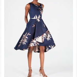 Navy & blush, fit & flare dress